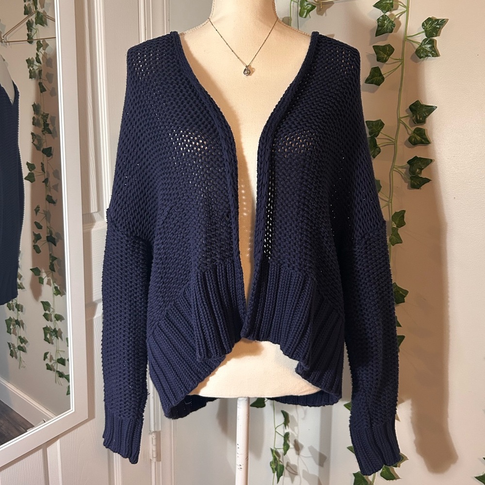 Aerie Navy Blue Open-Knit Women's Sweater